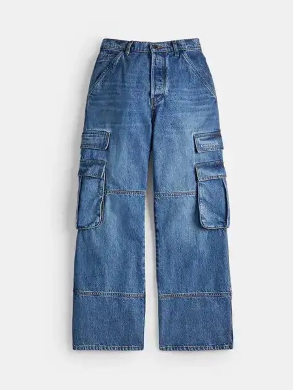 Coachtopia blue denim cargo wide leg luxury jeans
